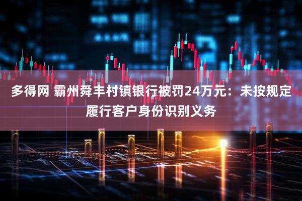 多得网 霸州舜丰村镇银行被罚24万元：未按规定履行客户身份识别义务