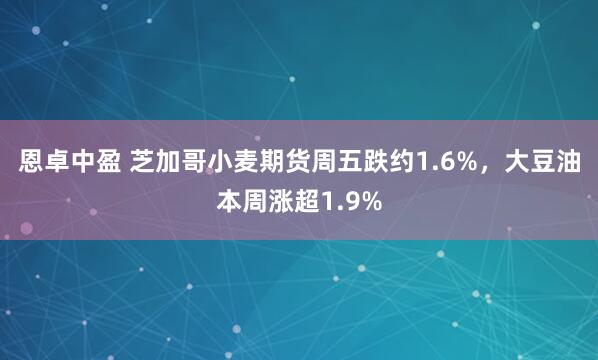 恩卓中盈 芝加哥小麦期货周五跌约1.6%，大豆油本周涨超1.9%